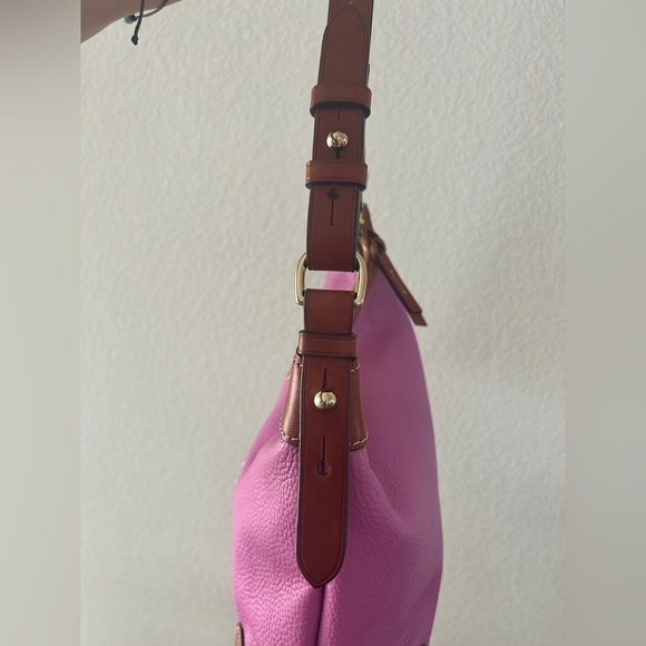 Dooney & Bourke Pebbled Leather Shoulder Bag – Pink with Brown Trim- LIKE NEW - Picture 10 of 14